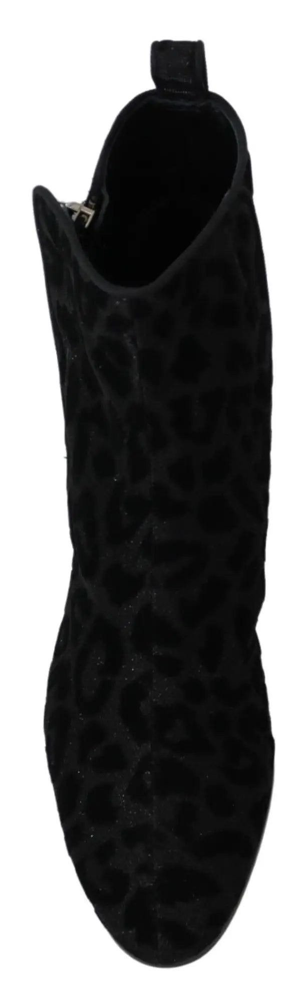 Bottines courtes dolce & gabbana noires en daim avec motif léopard subtil et fermeture éclair