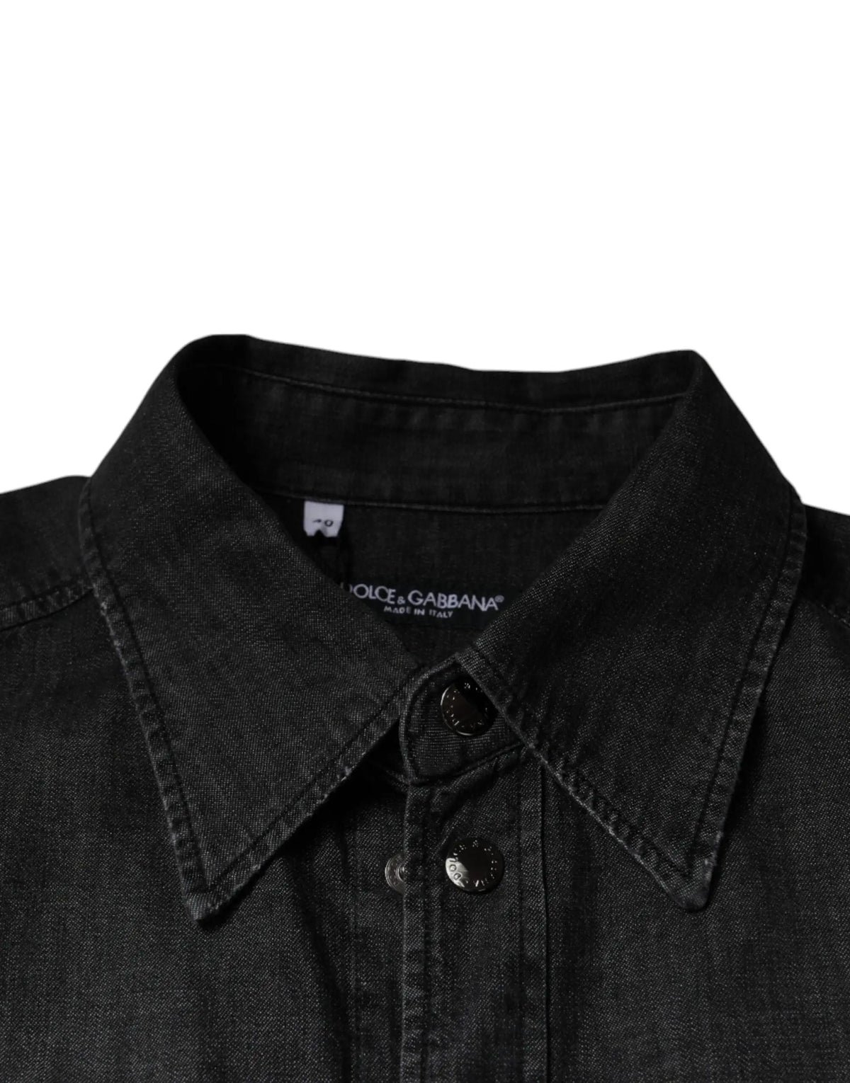 Chemise en denim noire dolce et gabbana en coton avec col classique et fermeture boutonnée logo visible à lintérieur