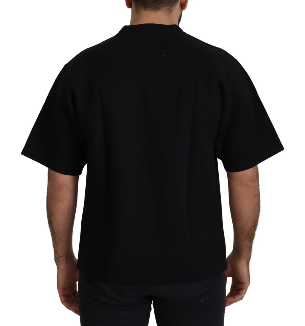 T-shirt noir dolce & gabbana en coton à col rond avec logo et coupe ample manches courtes