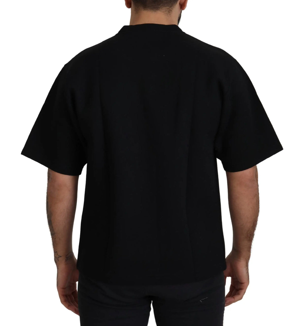 T-shirt noir dolce & gabbana en coton à col rond avec logo et coupe ample manches courtes