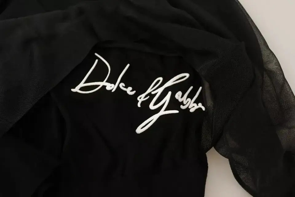 Pullover long sleeve dolce & gabbana noir avec broderie cursive blanche logo élégant en coton