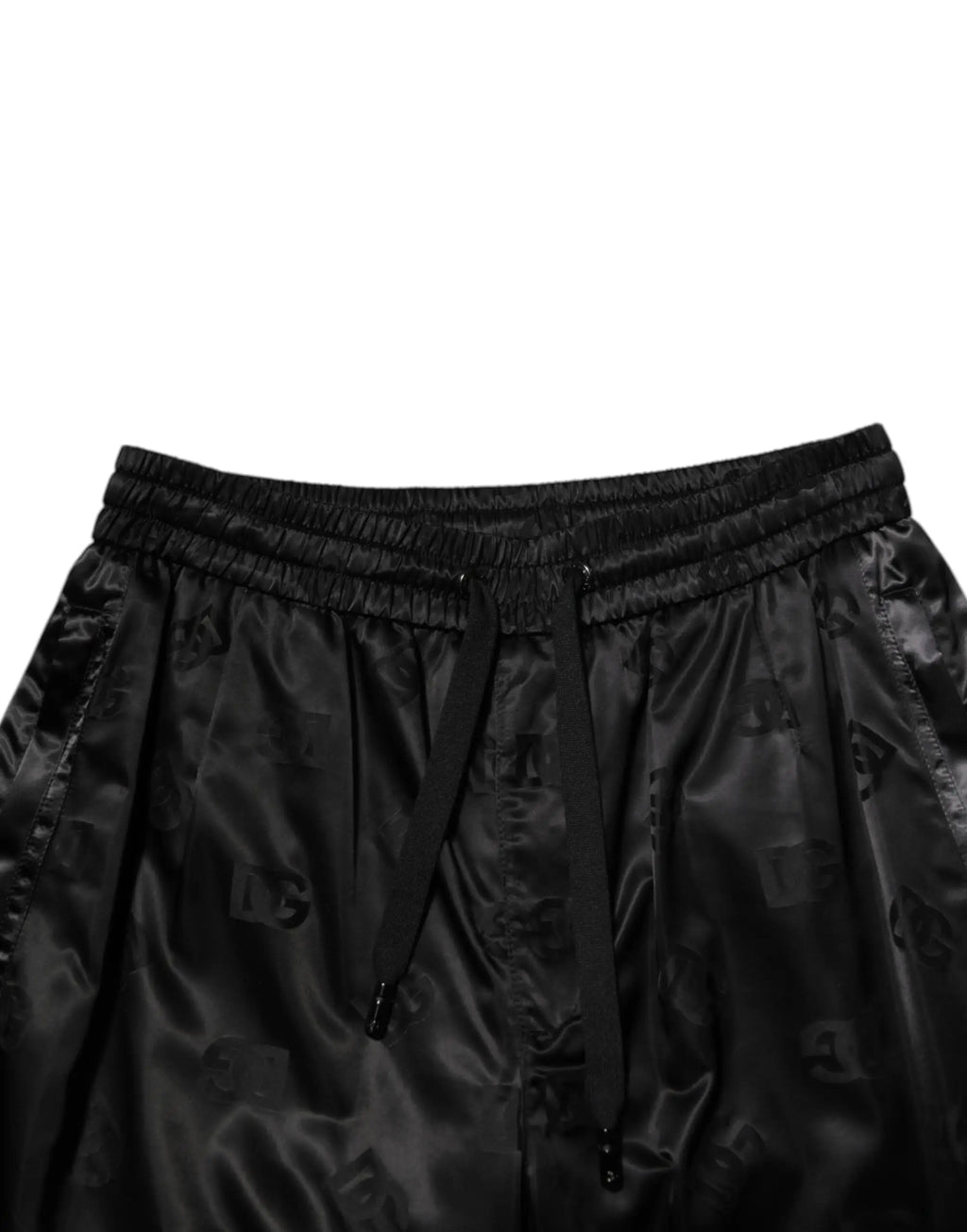 Pantalon de jogging homme dolce & gabbana en satin noir avec logo dg imprimé et taille élastique