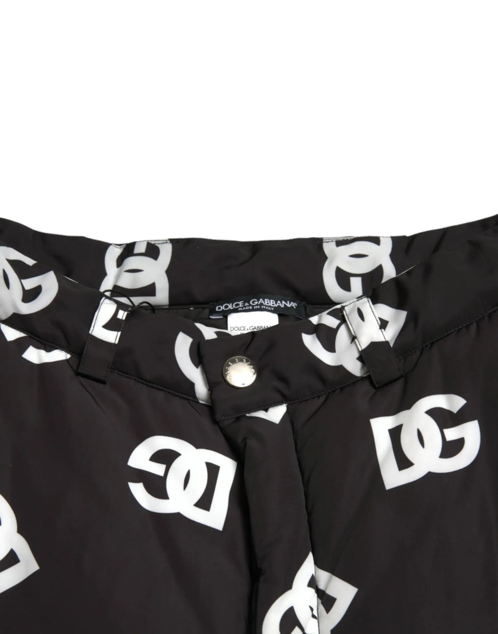 Pantalon large noir dolce & gabbana avec motif audacieux de logo dg blanc entrelacé sur tout le tissu