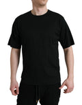 Dolce & gabbana t-shirt noir manches courtes en coton avec col rond et poche poitrine embossée logo