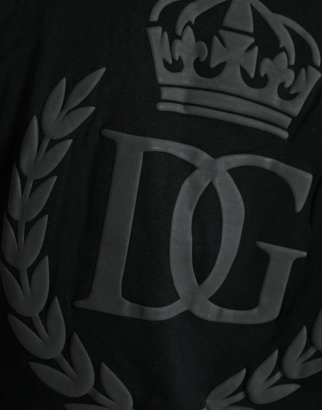 T-shirt dolce gabbana noir à col rond avec logo brodé couronne et couronne de laurier sur le dos