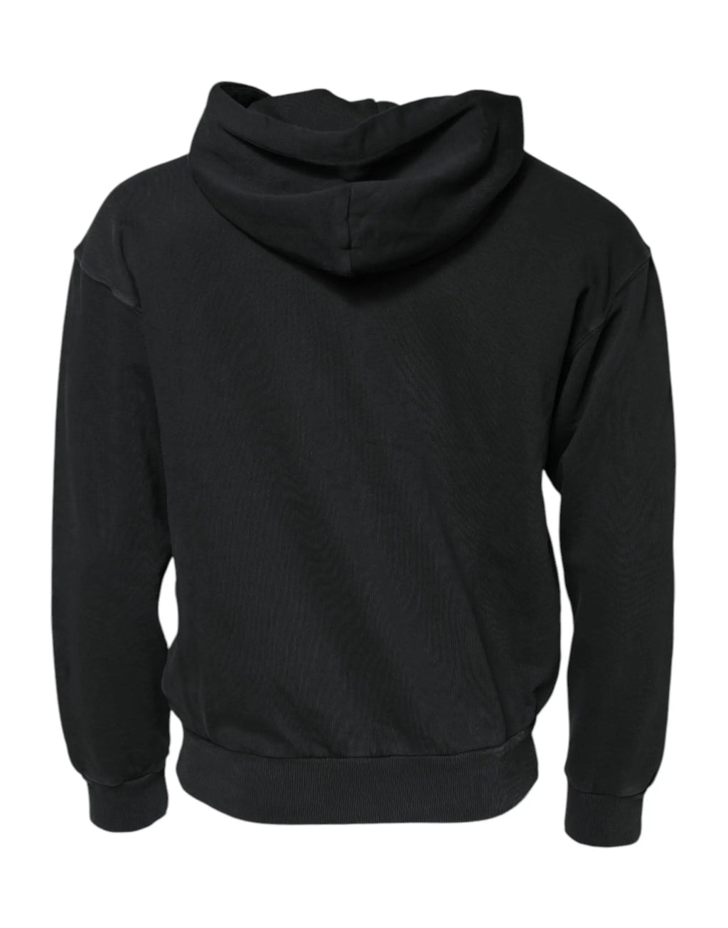 Dolce & gabbana sweat à capuche zippé noir pour homme avec logo et poignets et ourlet côtelés