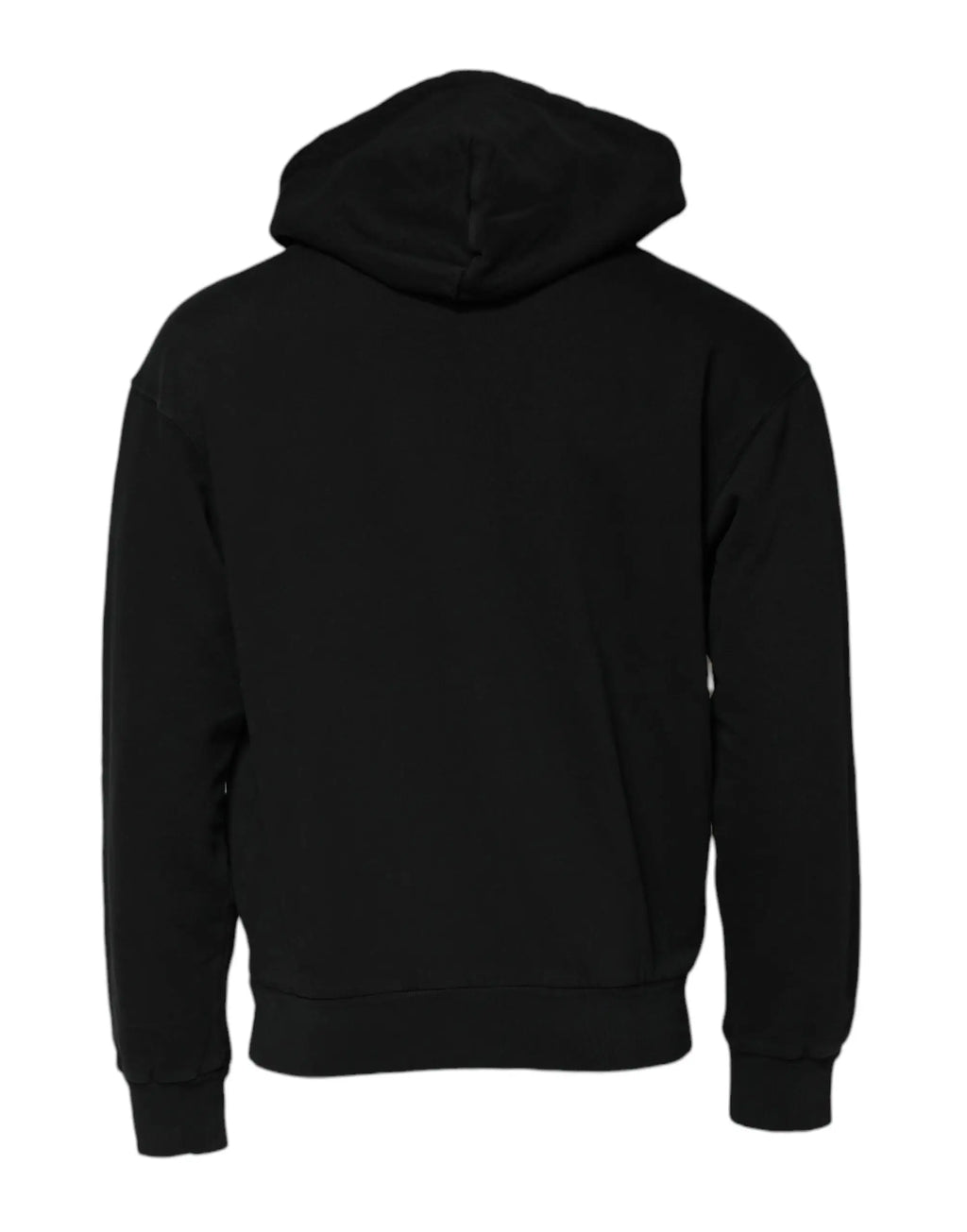 Sweatshirt à capuche noir dolce & gabbana pour homme en tissu doux et lisse avec poignets côtelés et fermeture éclair intégrale