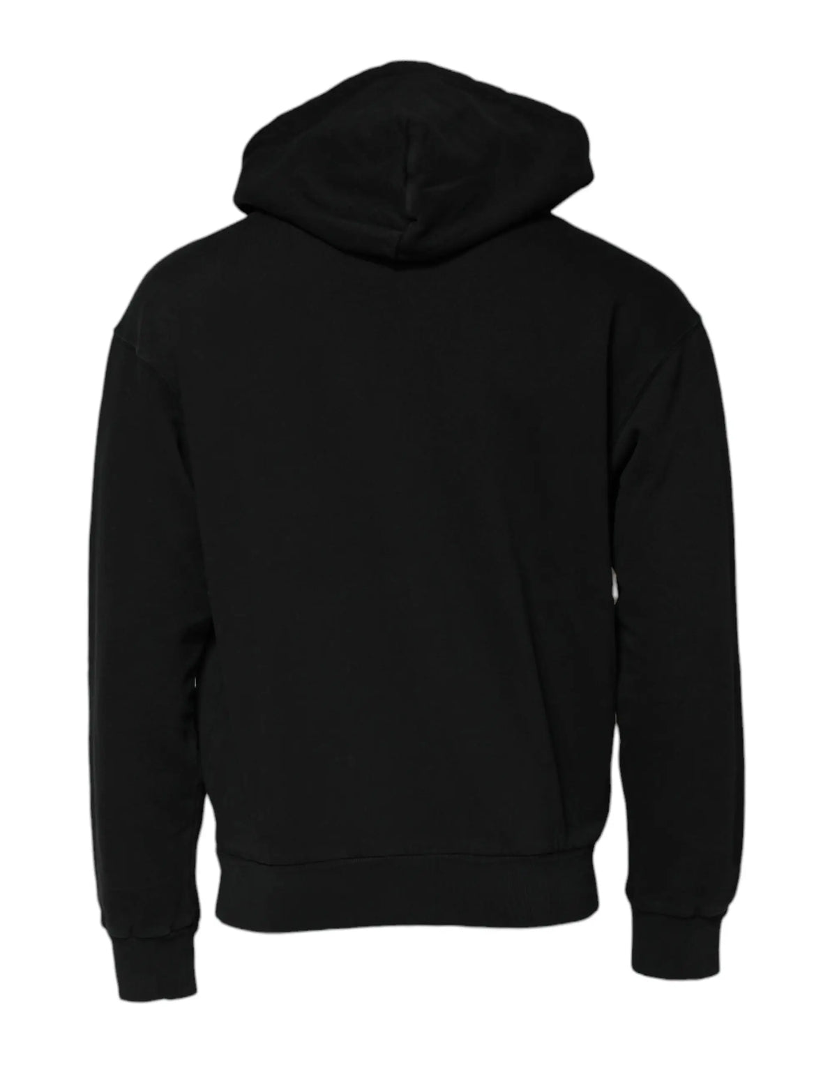 Sweatshirt à capuche noir dolce & gabbana pour homme en tissu doux et lisse avec poignets côtelés et fermeture éclair intégrale