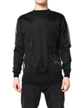Sweatshirt noir dolce & gabbana en maille avec panneaux en mesh transparents sur les manches et logo brodé argenté