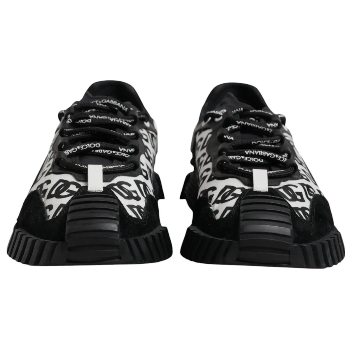 Baskets basses noir et blanc dolce & gabbana avec logo imprimé en répétition sur la tige