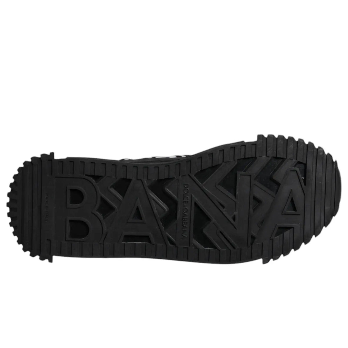Semelle en caoutchouc noire avec logo banana embossé et motif antidérapant sur sneakers basses à lacets dolce & gabbana