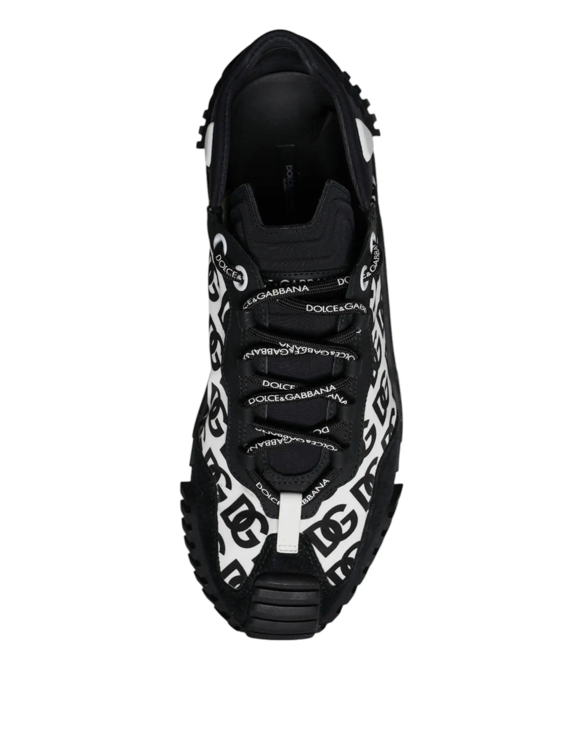 Baskets basses dolce & gabbana noires et blanches avec logo répété en relief sur la tige en cuir