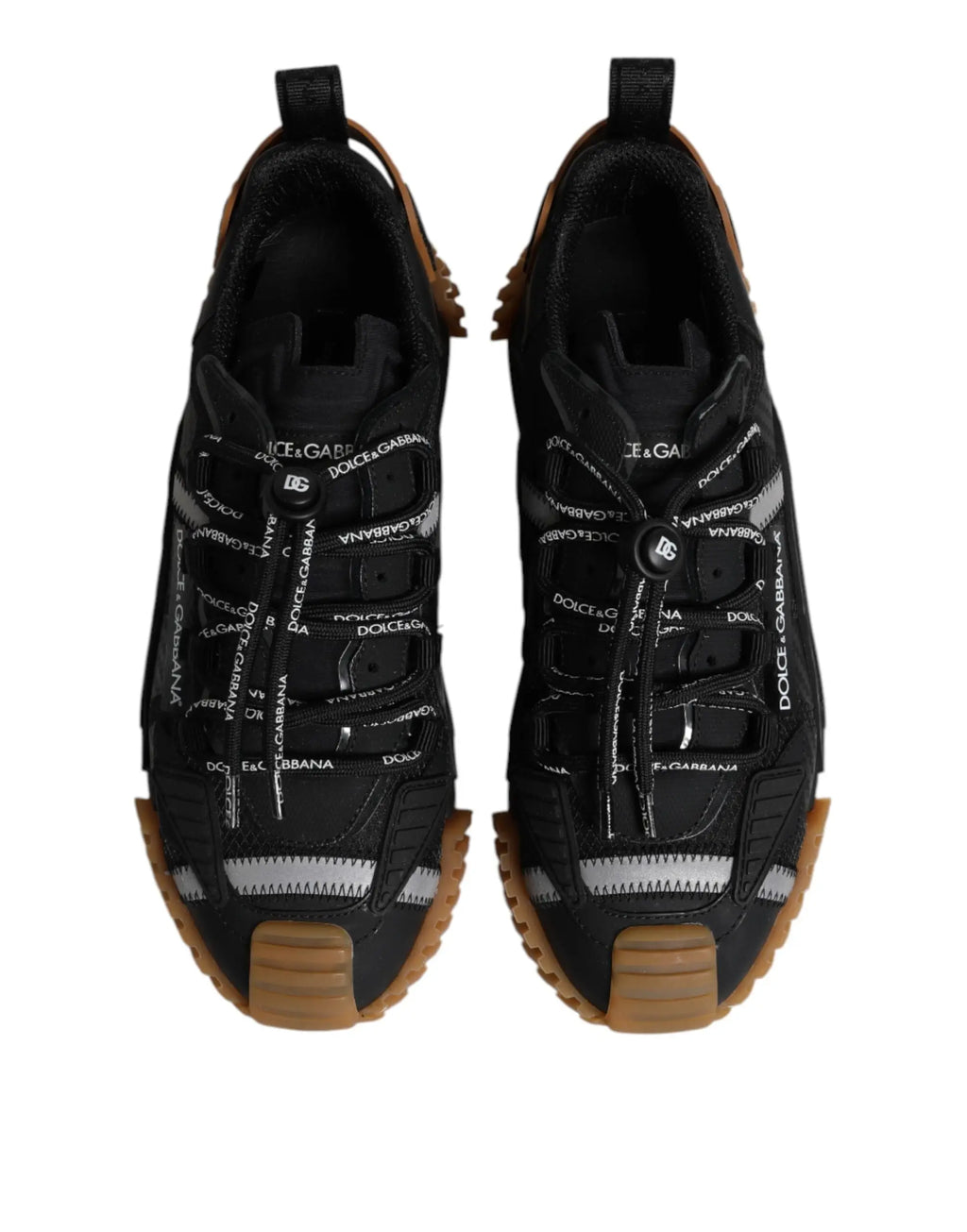Baskets basses dolce & gabbana ns1 en noir et marron avec un imprimé logo audacieux sur la tige