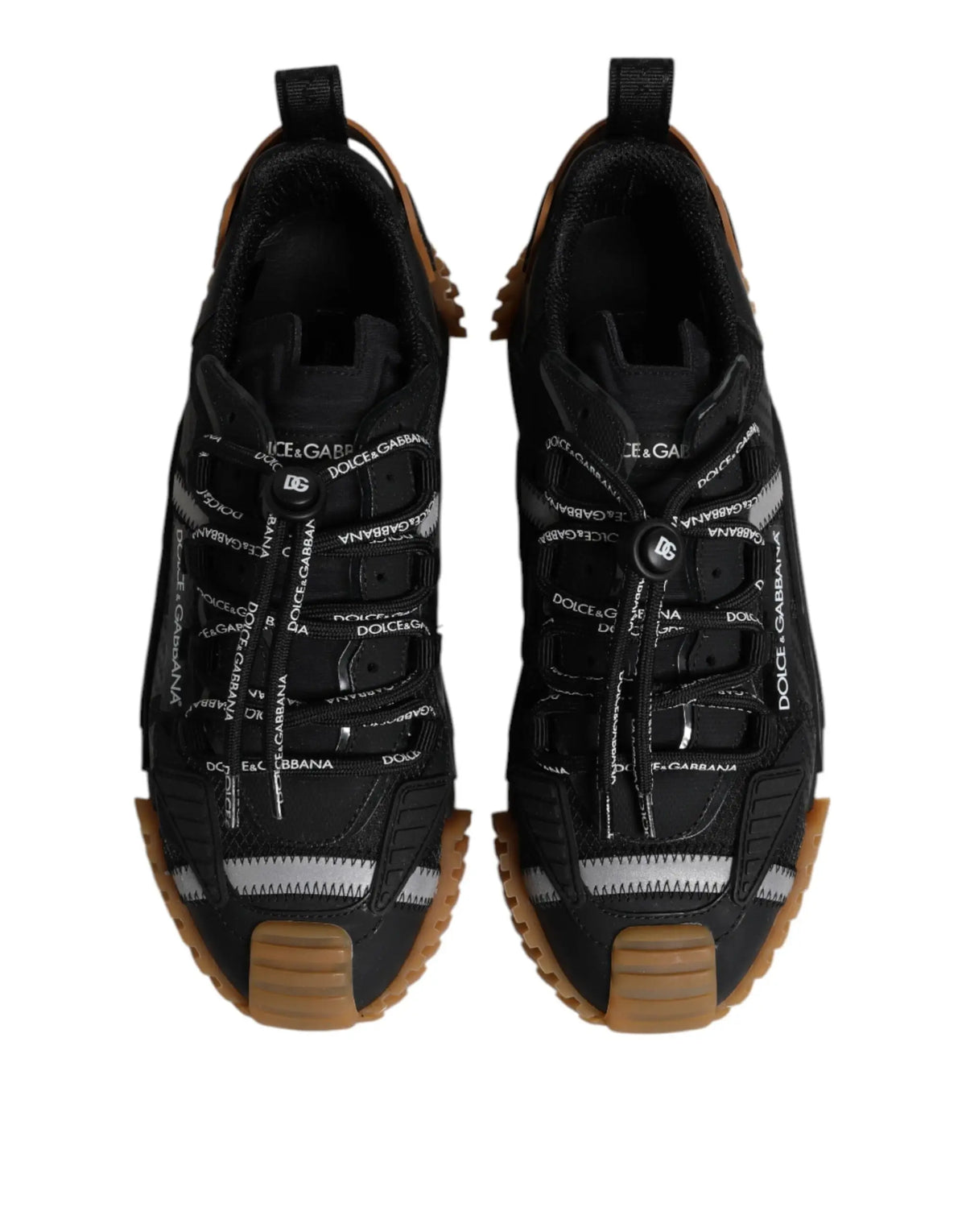 Baskets basses dolce & gabbana ns1 en noir et marron avec un imprimé logo audacieux sur la tige