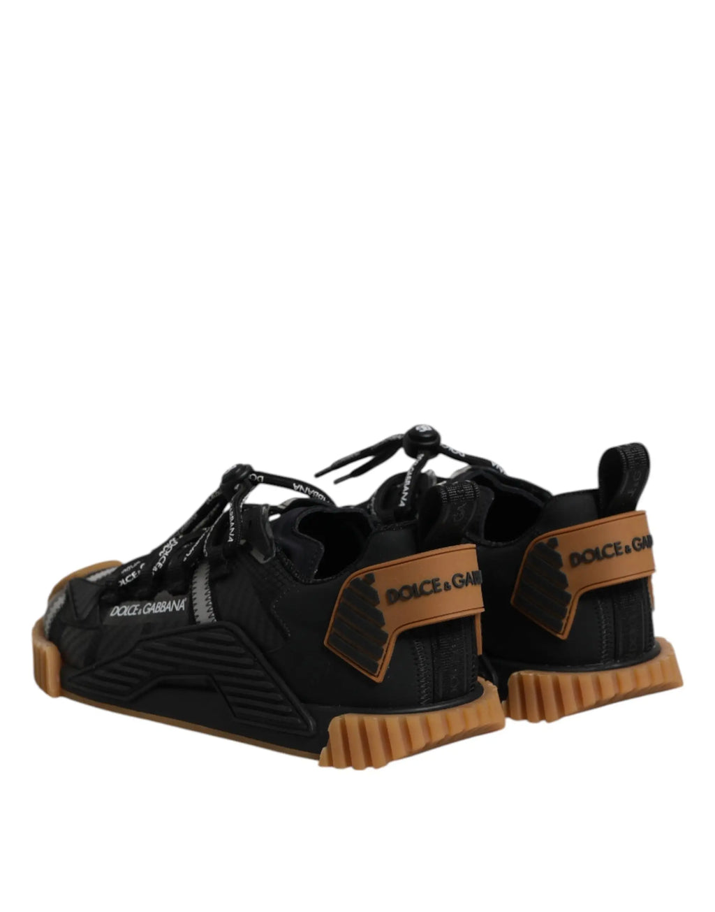 Baskets dolce & gabbana noire avec semelles en caoutchouc beige et détails de branding basses lacées ns1