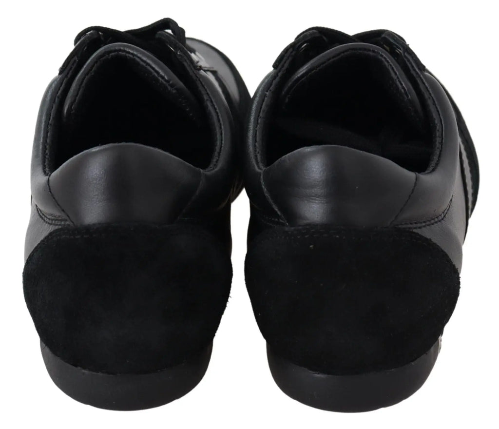 Dolce & Gabbana baskets décontractées noires en cuir et daim avec finition polie et lacets