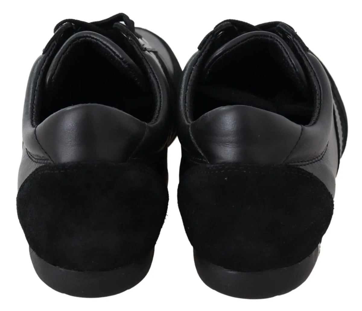Dolce & Gabbana baskets décontractées noires en cuir et daim avec finition polie et lacets