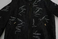 Veste bomber dolce gabanna noire en brocart avec logo blanc répétitif et fermeture éclair dorée