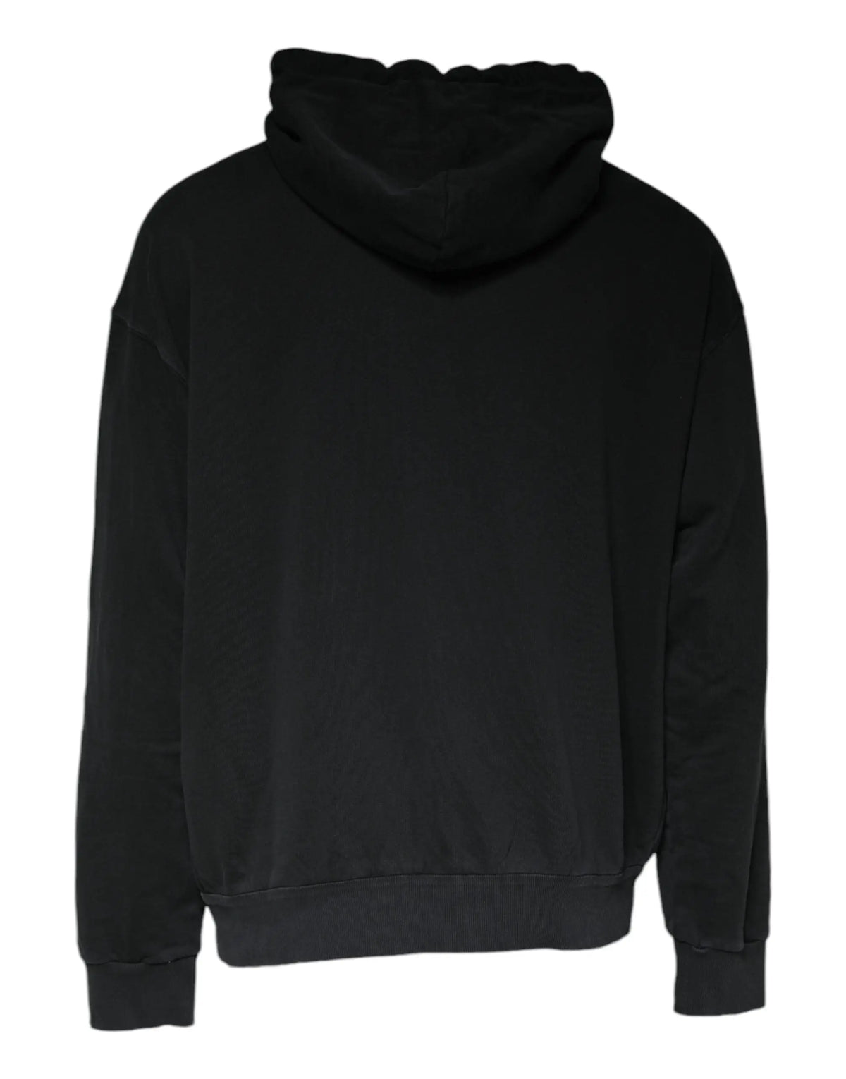 Dolce & gabbana black hooded full zip sweatshirt with relaxed fit and ribbed cuffs in cotton blend