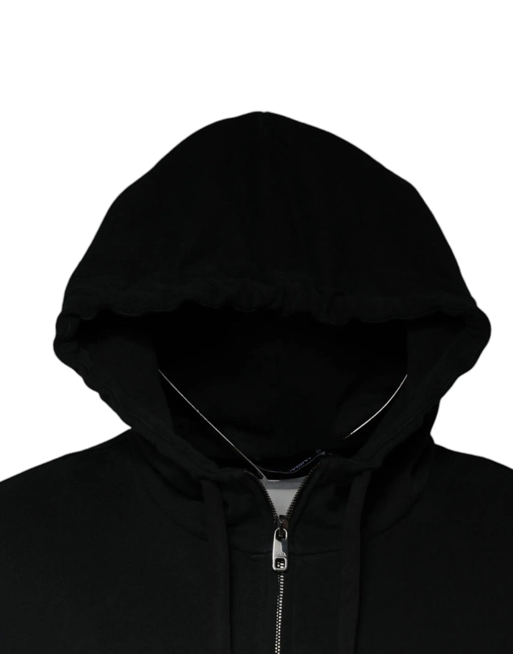 Dolce & gabbana sweat à capuche zippé noir avec plaque logo argentée et cordons ajustables