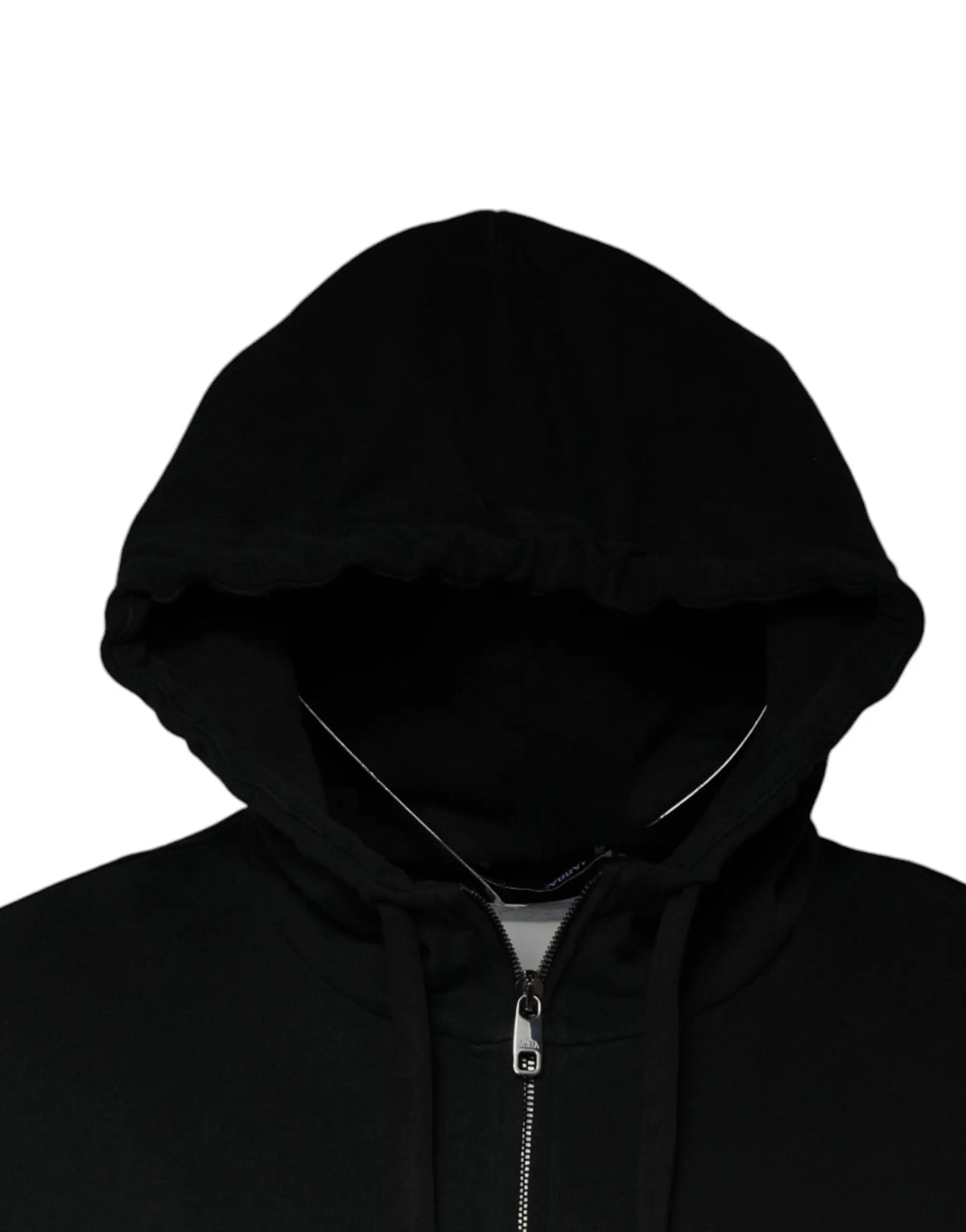Dolce & gabbana sweat à capuche zippé noir avec plaque logo argentée et cordons ajustables