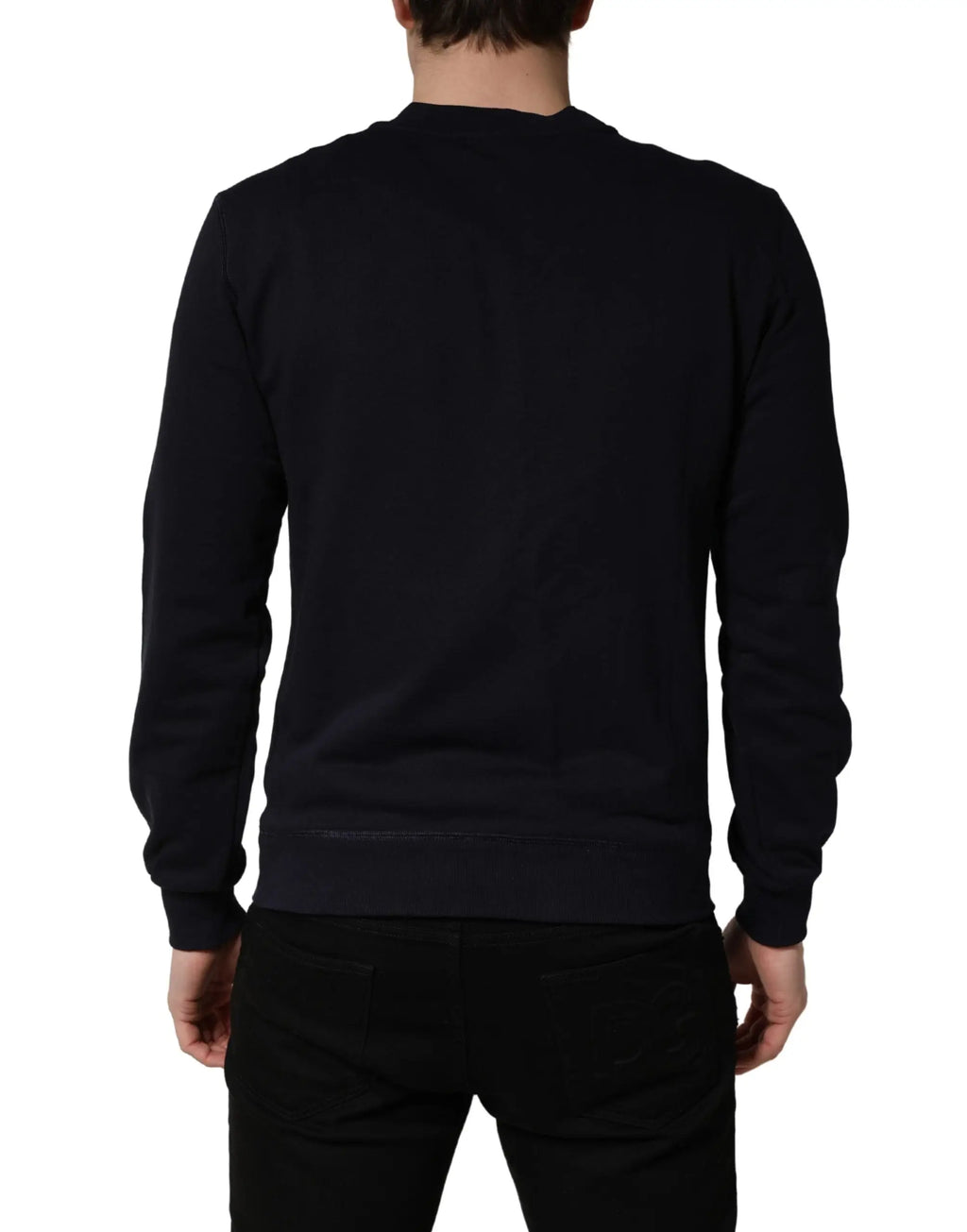 Sweatshirt dolce & gabbana noir à manches longues en coton avec plaque logo en jersey
