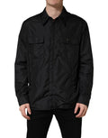 Dolce & Gabbana chemise veste noire en nylon avec deux poches poitrine et logo discret sur la poche droite