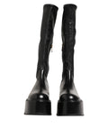 Dolce & Gabbana bottes noires en cuir brillant à logo sur le mollet avec semelles épaisses plateforme