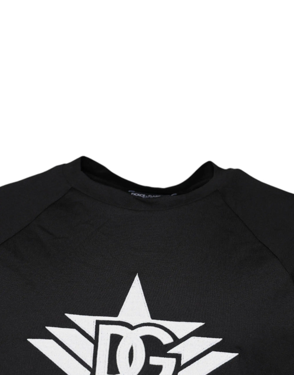 Sweatshirt noir dolce gabbana en coton avec logo starburst blanc et monogramme dg au centre