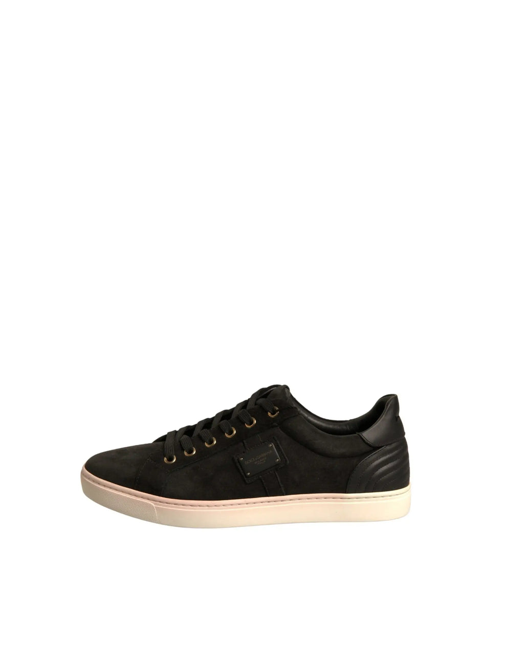 Baskets dolce & gabbana pour homme en cuir suédé noir avec semelle en caoutchouc crème et œillets dorés