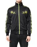 Dolce & Gabbana bomber zip noir en tissu technique avec fermeture et bandes vert néon et logo z de dc comics