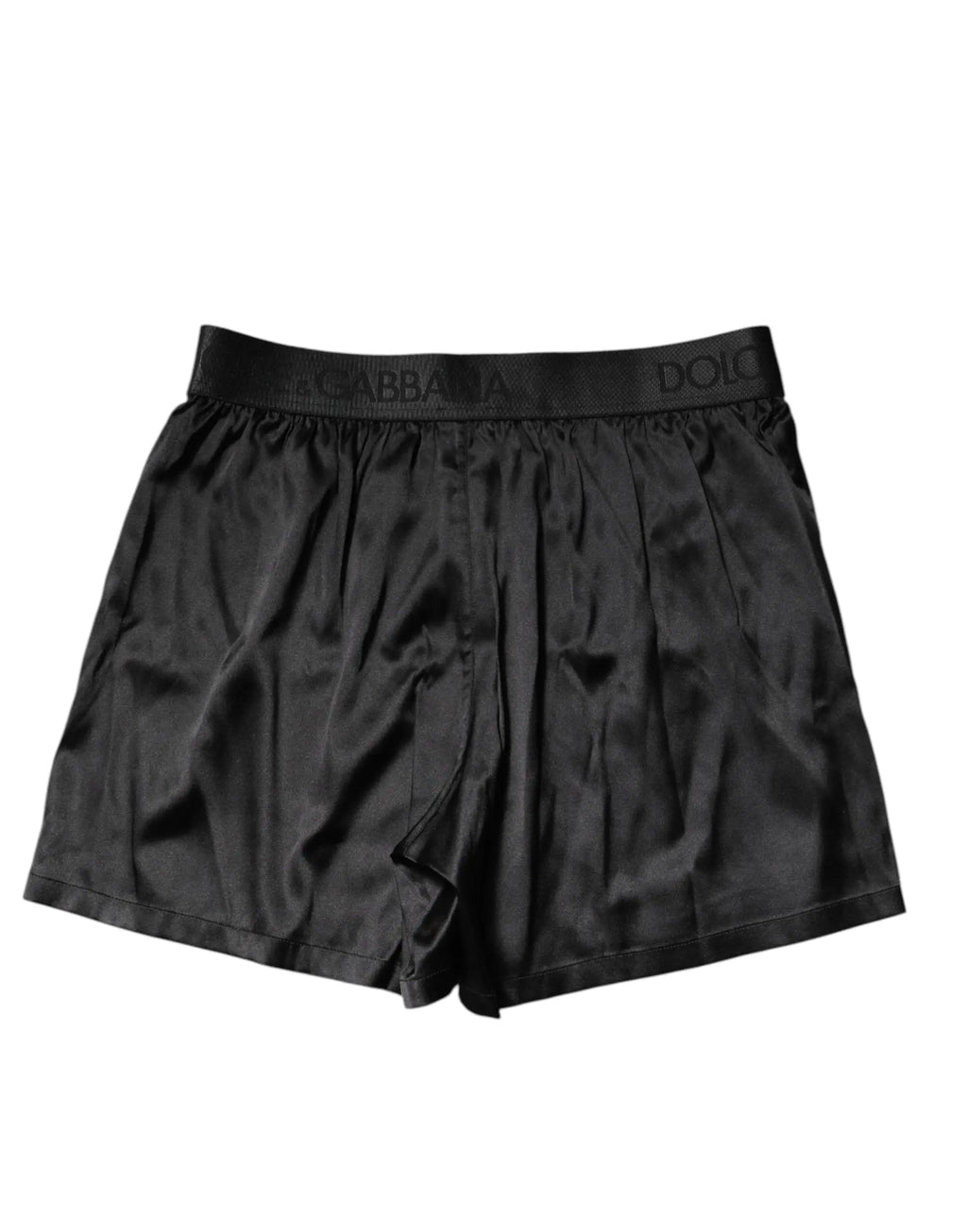Caleçon dolce & gabbana noir en satin avec taille élastique logo pour un confort quotidien