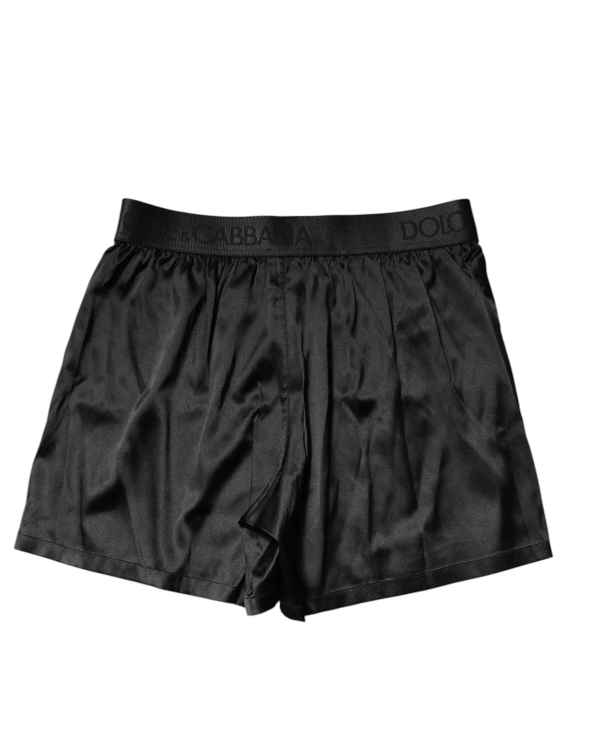Caleçon dolce & gabbana noir en satin avec taille élastique logo pour un confort quotidien