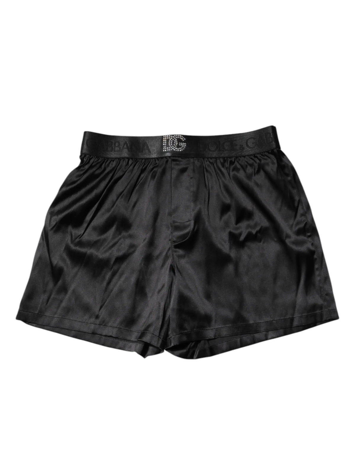 Boxer en satin noir dolce gabbana avec ceinture élastique logo pour un confort quotidien