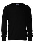 Pull noir dolce & gabbana en laine avec logo brodé subtil sur la poitrine et col rond manches longues