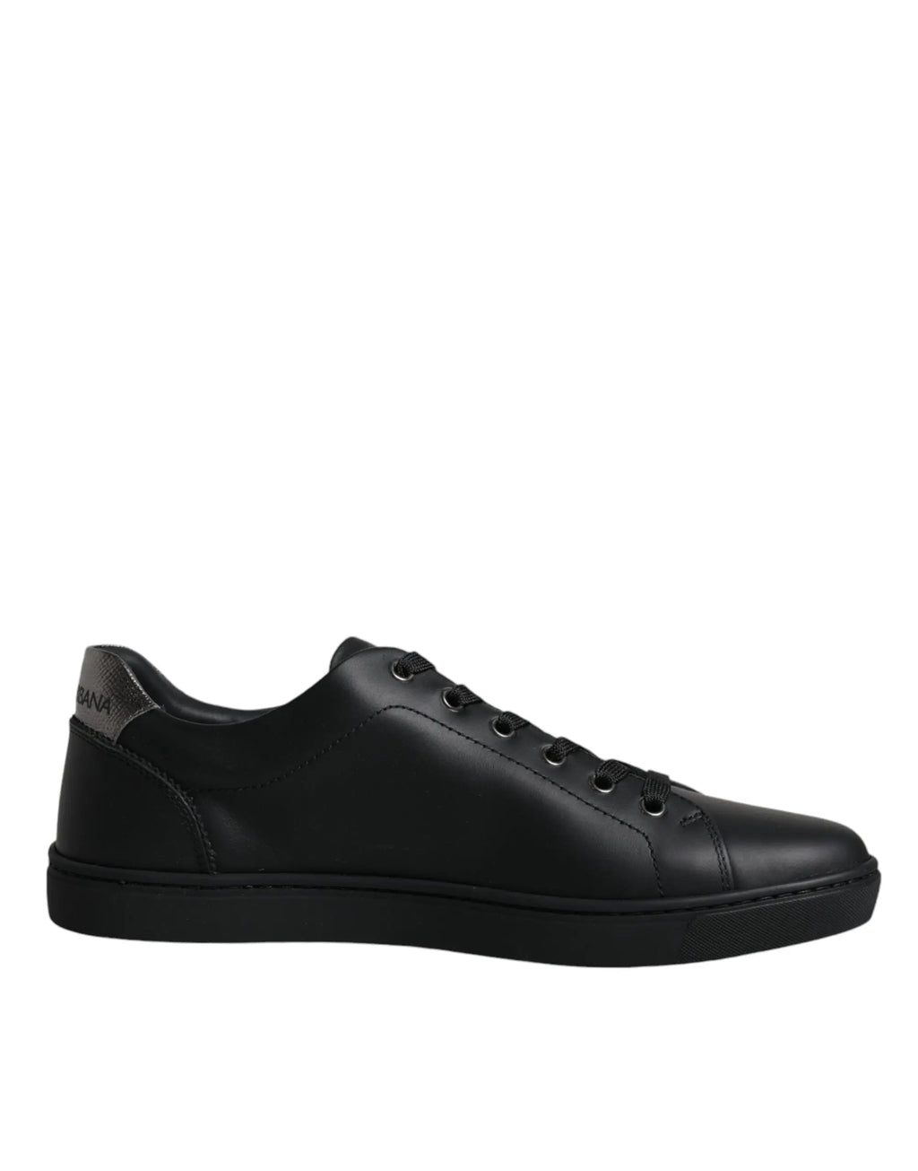Vue arrière du sneaker dolce & gabbana london sacred heart pour homme en cuir noir bas et design minimaliste
