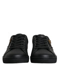 Baskets dolce & gabbana black london sacred heart pour homme en cuir noir avec broderie tête de lion dorée sur les côtés
