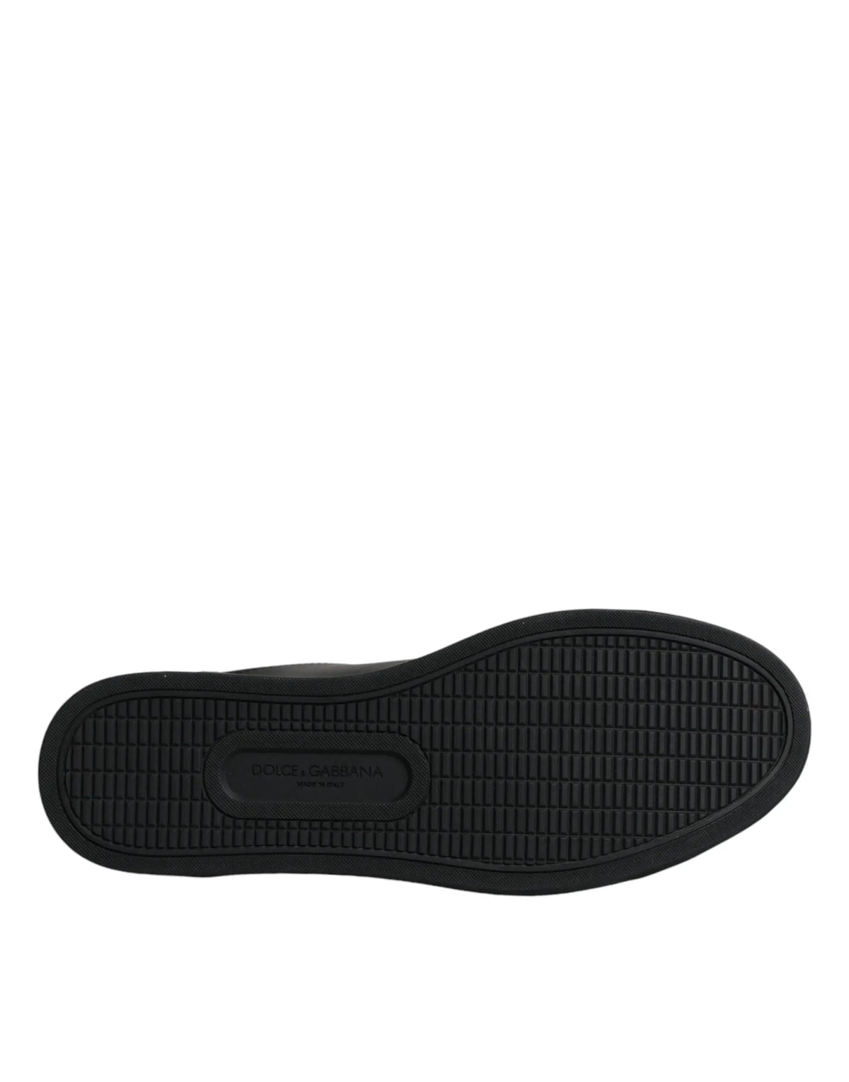 Semelle en caoutchouc noir texturée avec logo dolce & gabbana embossé au centre sur sneakers homme london sacred heart