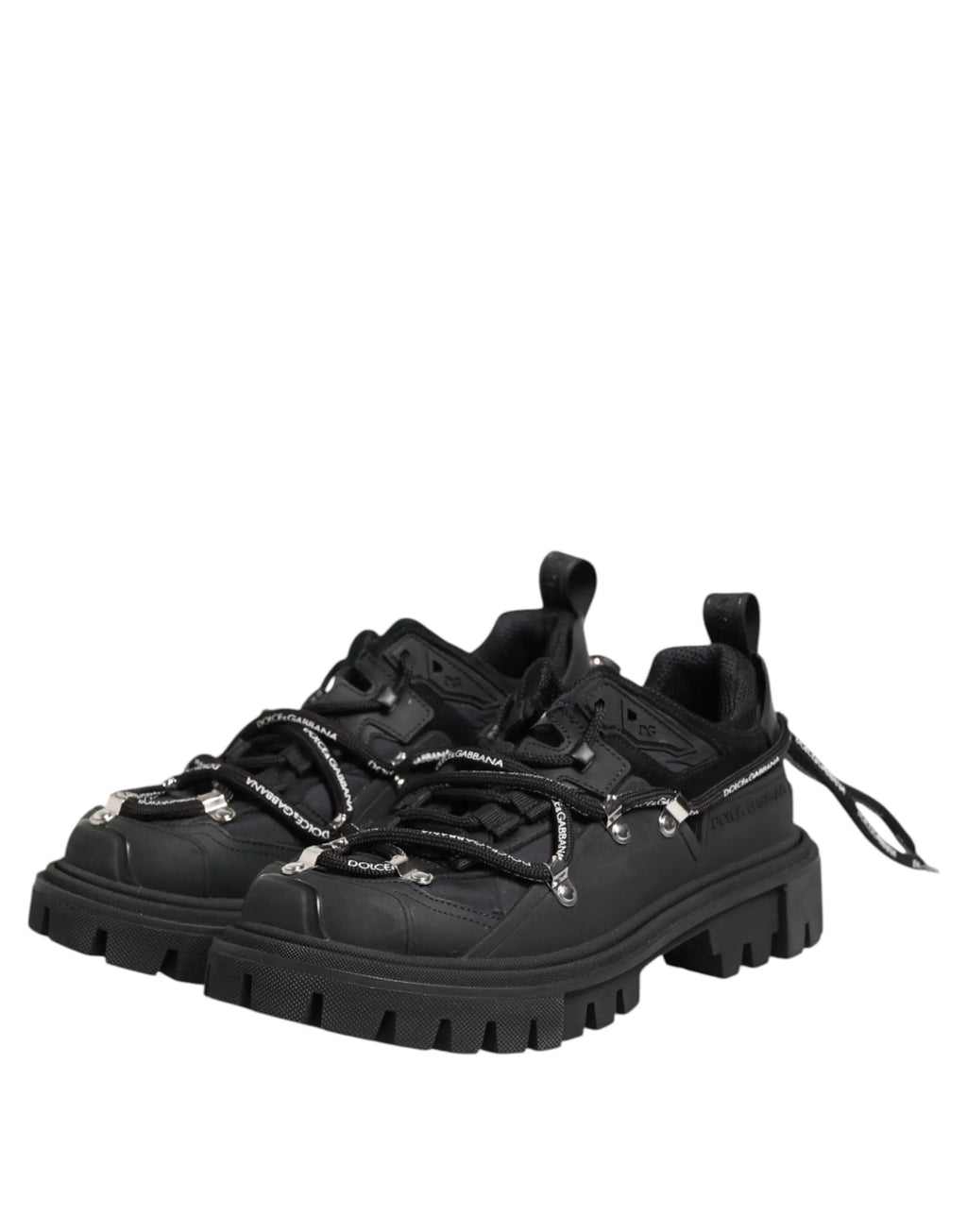 Dolce & Gabbana baskets basses noires à plateforme chunky avec garnitures argentées métalliques et embouts renforcés