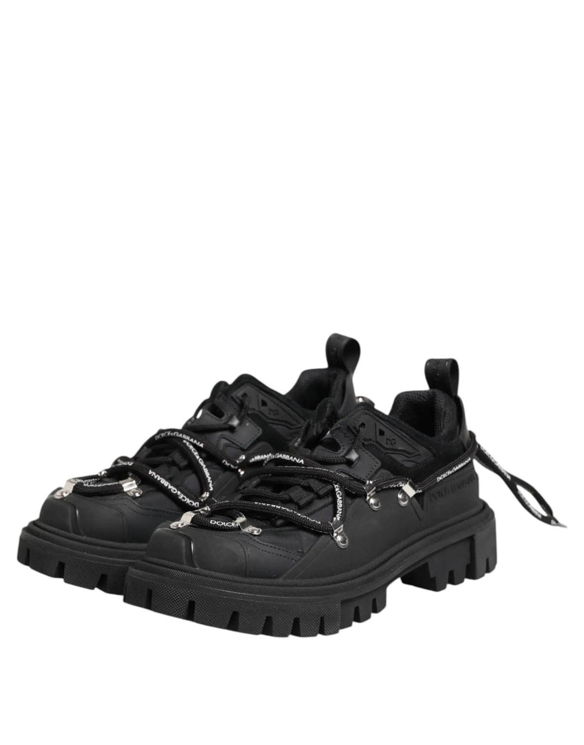 Dolce & Gabbana baskets basses noires à plateforme chunky avec garnitures argentées métalliques et embouts renforcés