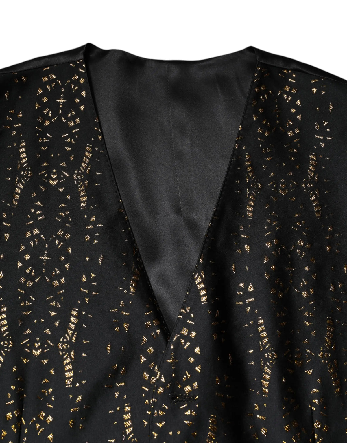 Dolce & gabbana veste formelle homme noire en satin avec motifs géométriques dorés en feuille d’or