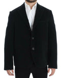 Dolce & gabbana blazer martini noir en velours côtelé avec légère brillance et deux boutons foncés