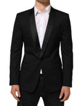 Veste de costume noire dolce gabbana martini avec un bouton et des revers en satin pour homme