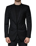 Dolce & Gabbana blazer noir martini bee en tissu taillé avec un léger éclat et une broche décorative sur le revers gauche