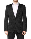 Blazer dolce & gabbana martini noir à motif floral en brocart avec coupe cintrée et deux boutons avant
