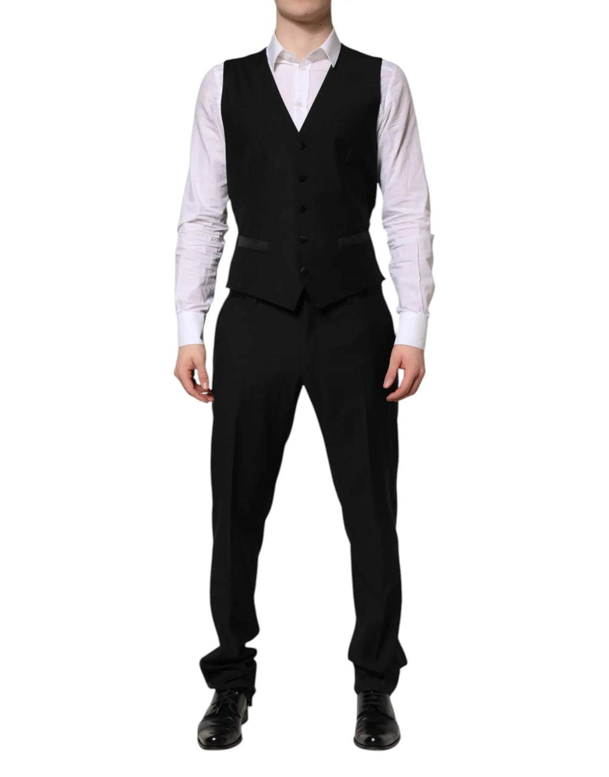 Dolce & Gabbana gilet noir tailleur avec col en v classique et fermeture par boutons martini cristal embellie