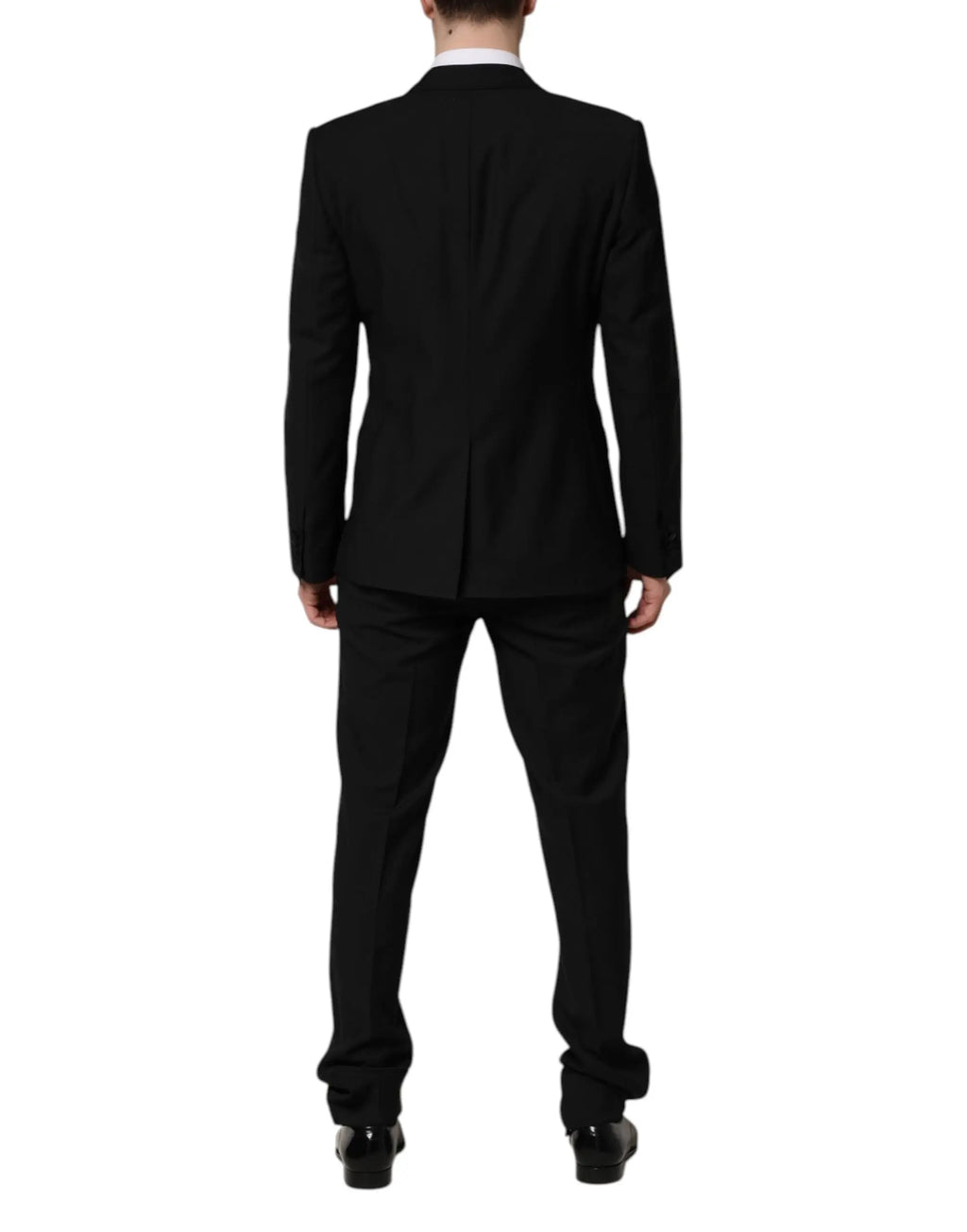 Dolce & gabbana costume noir martini en cristal orné 3 pièces coupe classique avec revers nets