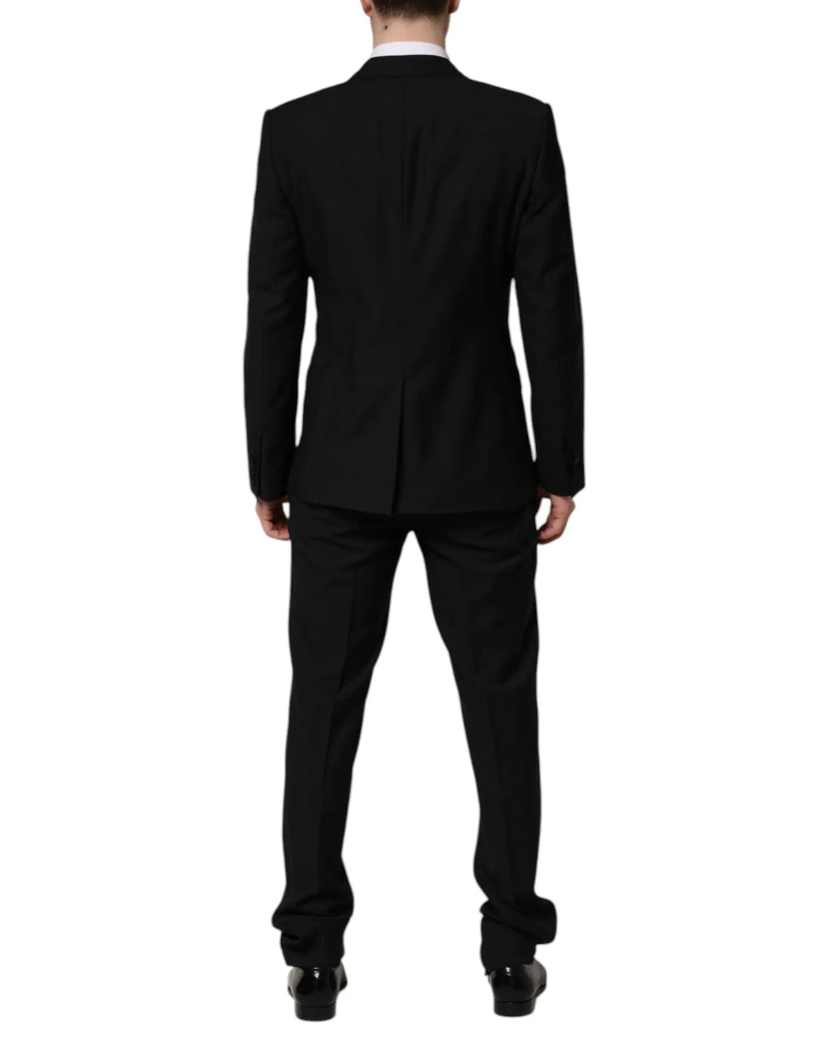 Dolce & gabbana costume noir martini en cristal orné 3 pièces coupe classique avec revers nets