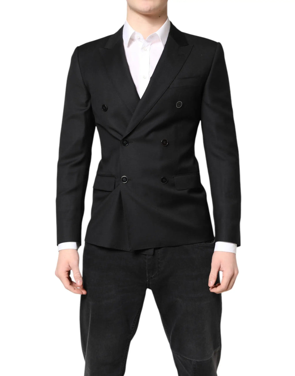 Dolce & gabbana black martini costume blazer croisé avec coupe ajustée et boutons noirs assortis