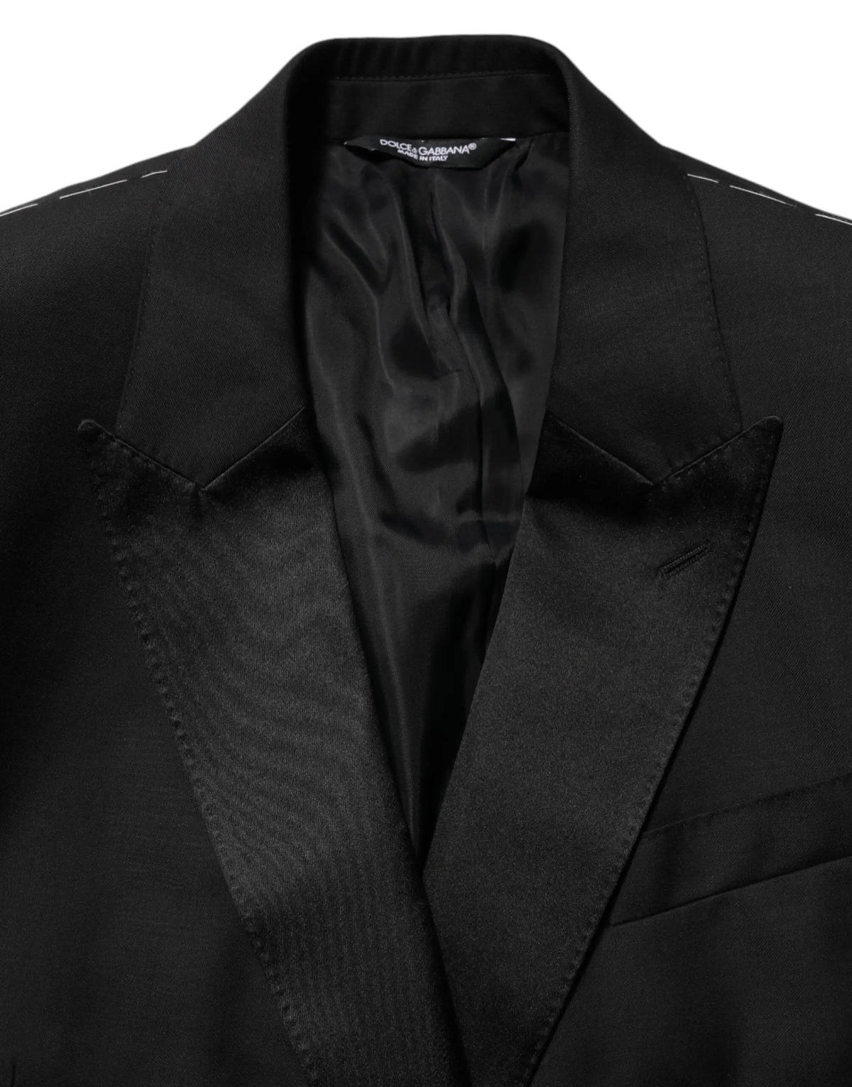 Veste de costume dolce & gabbana black martini noire en satin avec revers et doublure en satin